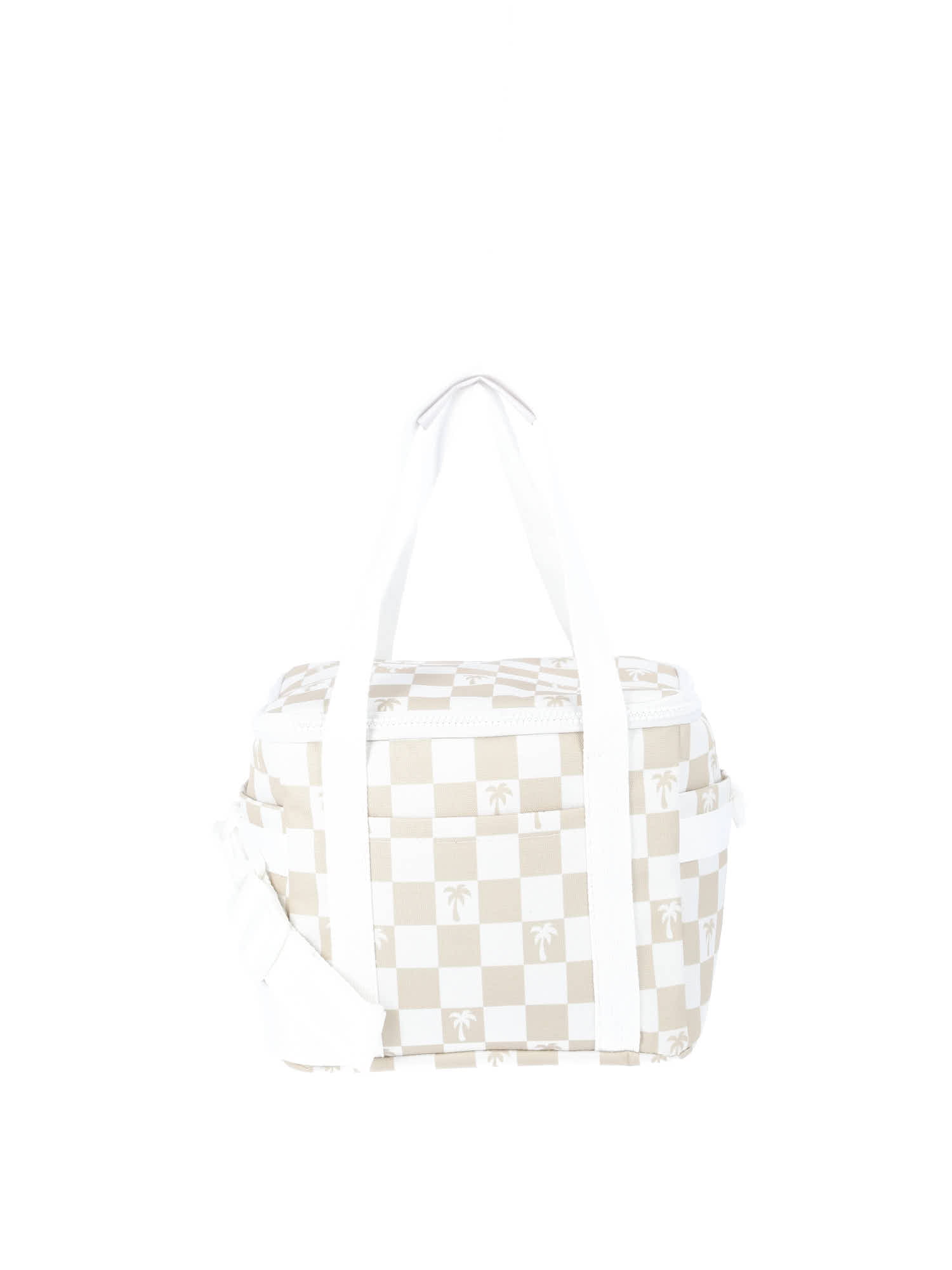 Beach Mini Cooler Tote Bag, Natural Palm Check, Women's
