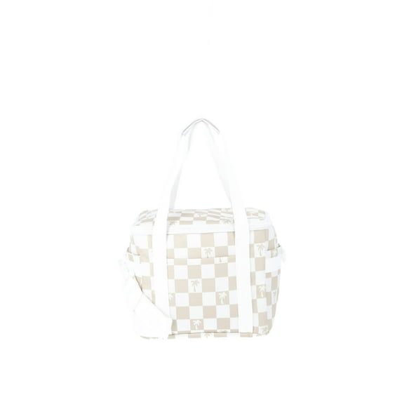 No Boundaries Beach Mini Cooler Tote Bag, Natural Palm Check, Women's