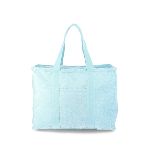 No Boundaries Beach Terry Cloth Tote Bag, Teal Wave, Women's