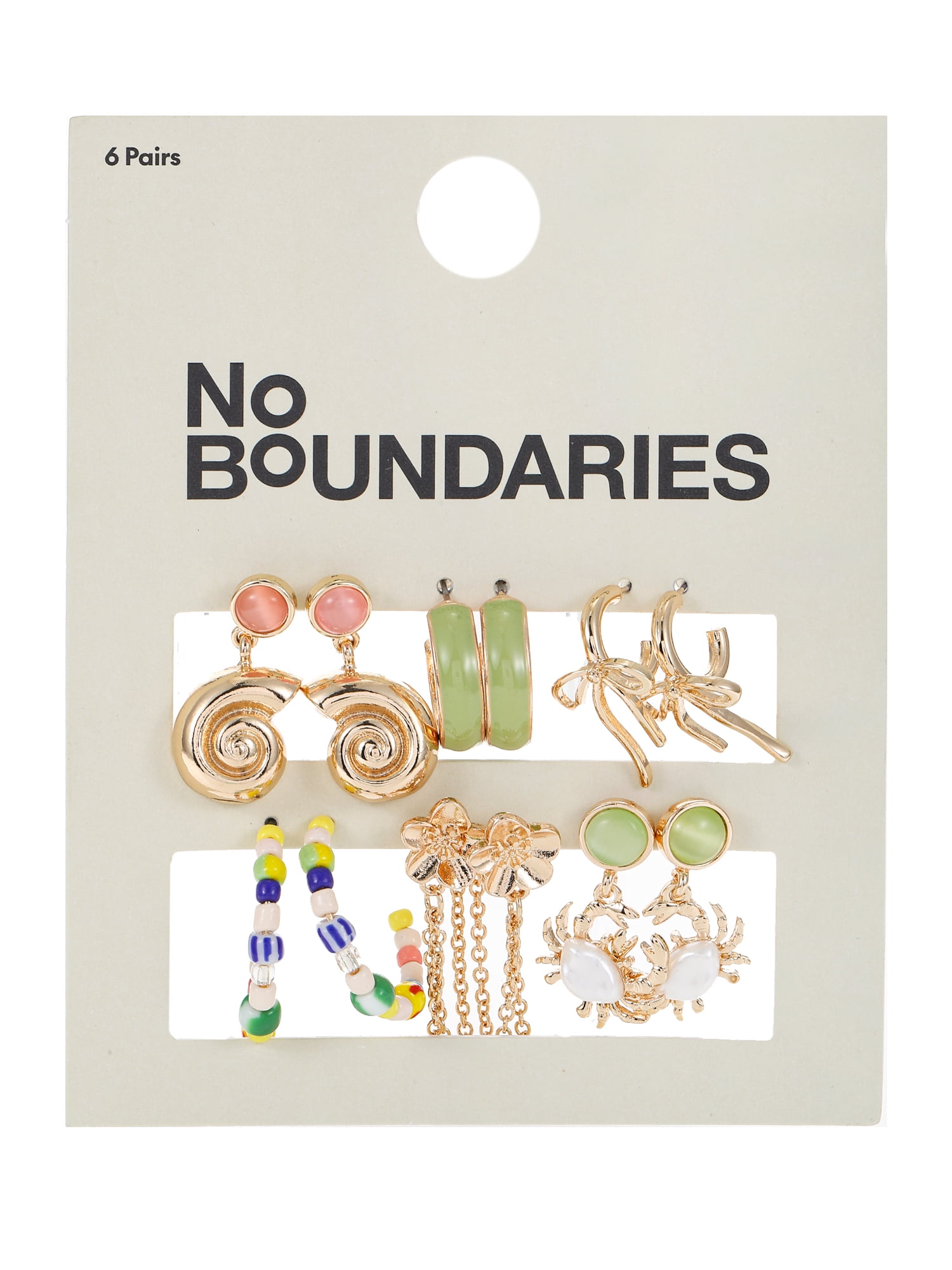 No Boundaries Beachy Goldtone Multi Earring Set, 6 Pairs