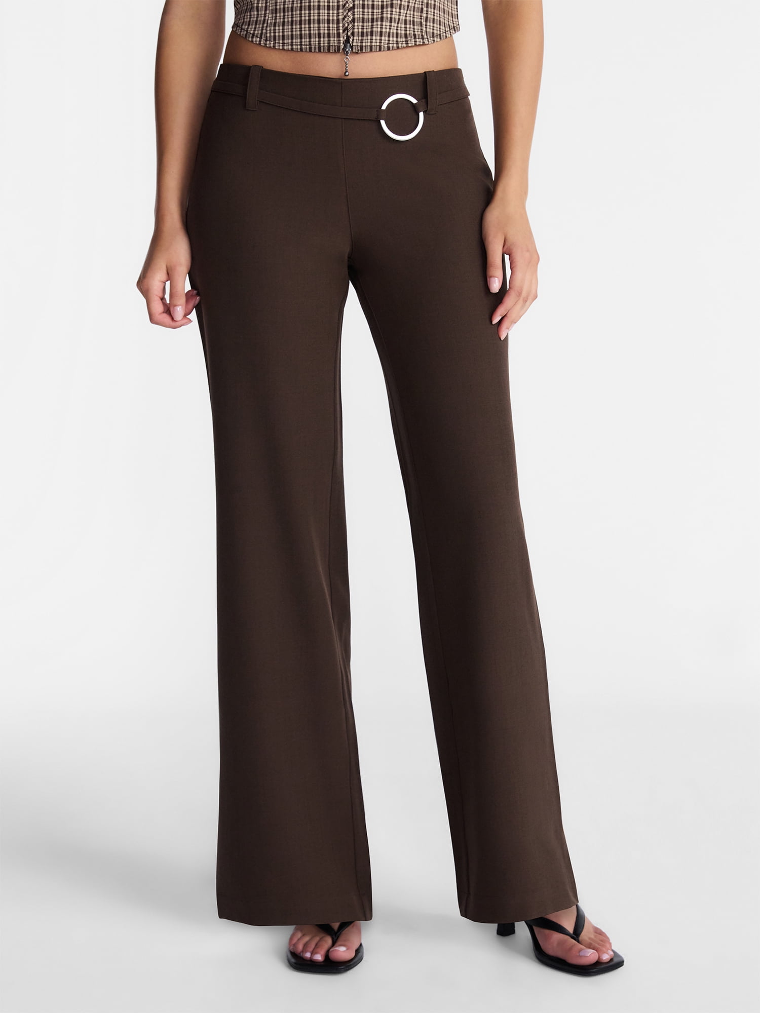No Boundaries Belted Woven Trousers, 31.5" Inseam, Women's XXS-XXL
