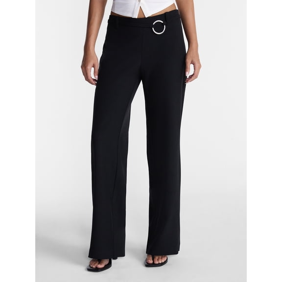 No Boundaries Belted Woven Trousers, 31.5" Inseam, Women's XXS-XXL