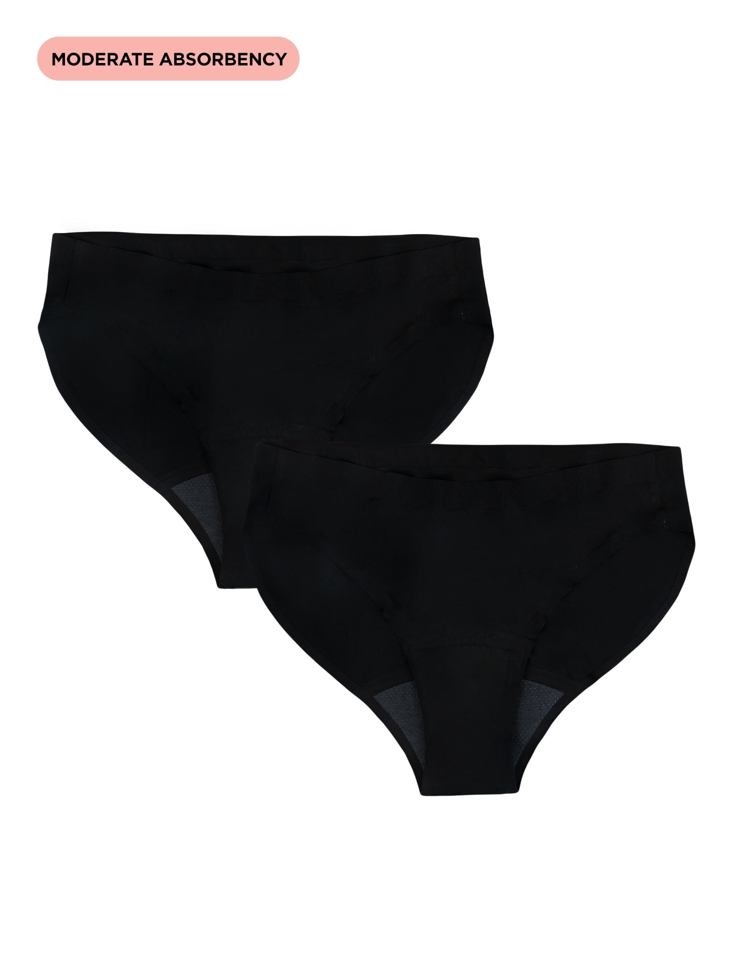 No Boundaries Bikini Moderate Absorbency Period Underwear, 2-Pack, Women’s Sizes XS-XXL