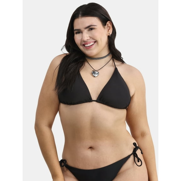 No Boundaries Women's Triangle Tie Bikini Top, Sizes XXS-XXL