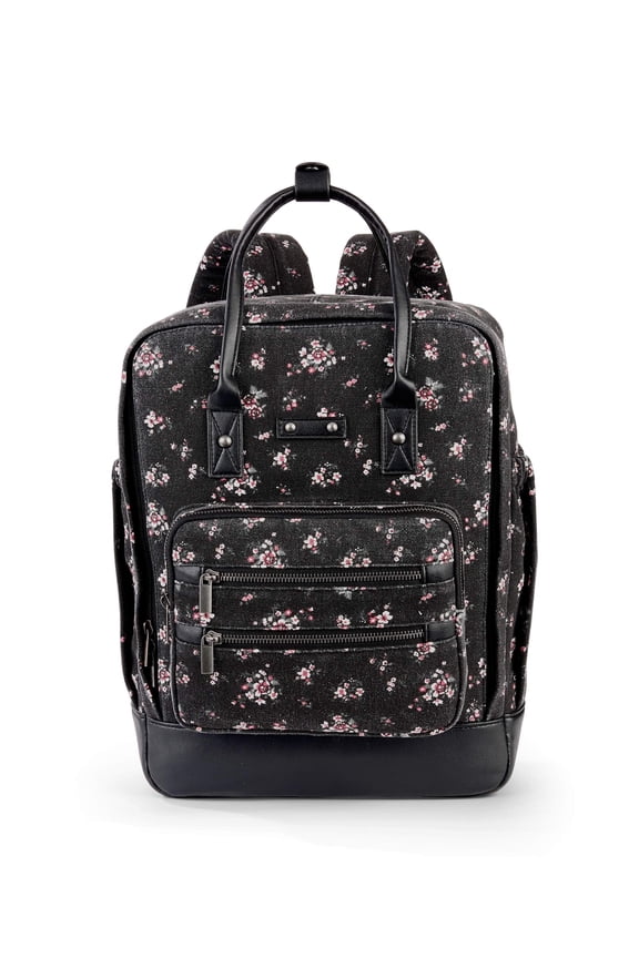 Black Ditsy Floral Square Backpack