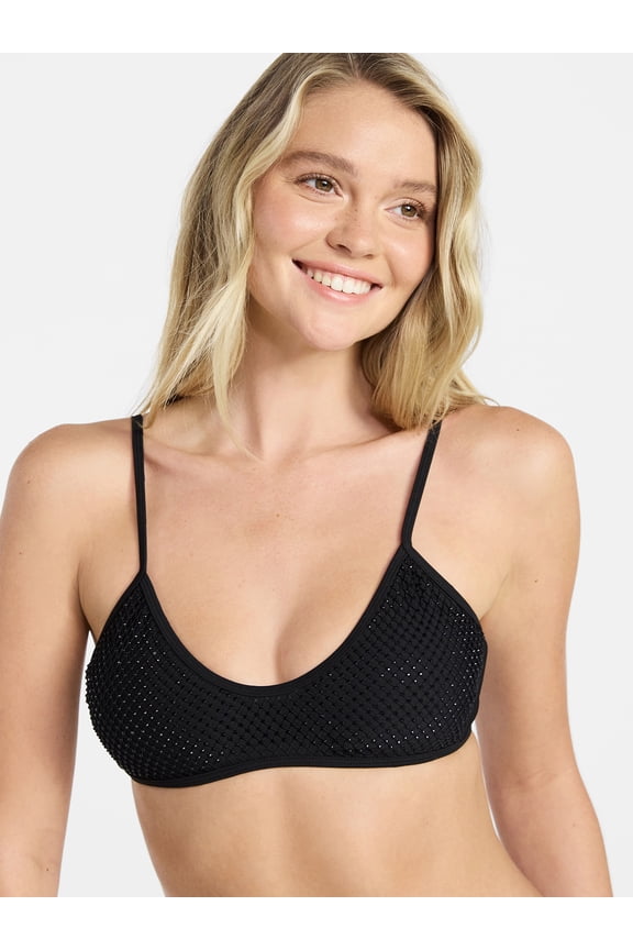 Faux Rhinestone Bralette Bikini Top, Women’s XXS-XXL