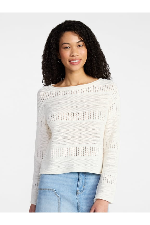 Boat Neck Pullover Sweater, Midweight, Women's XXS-XXL