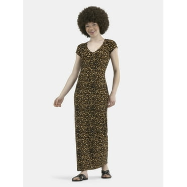 No Boundaries Bodycon Maxi Dress with Cap Sleeves, Women's