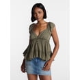 thumbnail image 1 of No Boundaries Boho Woven Babydoll Top, Women's XXS-XXL, 1 of 5