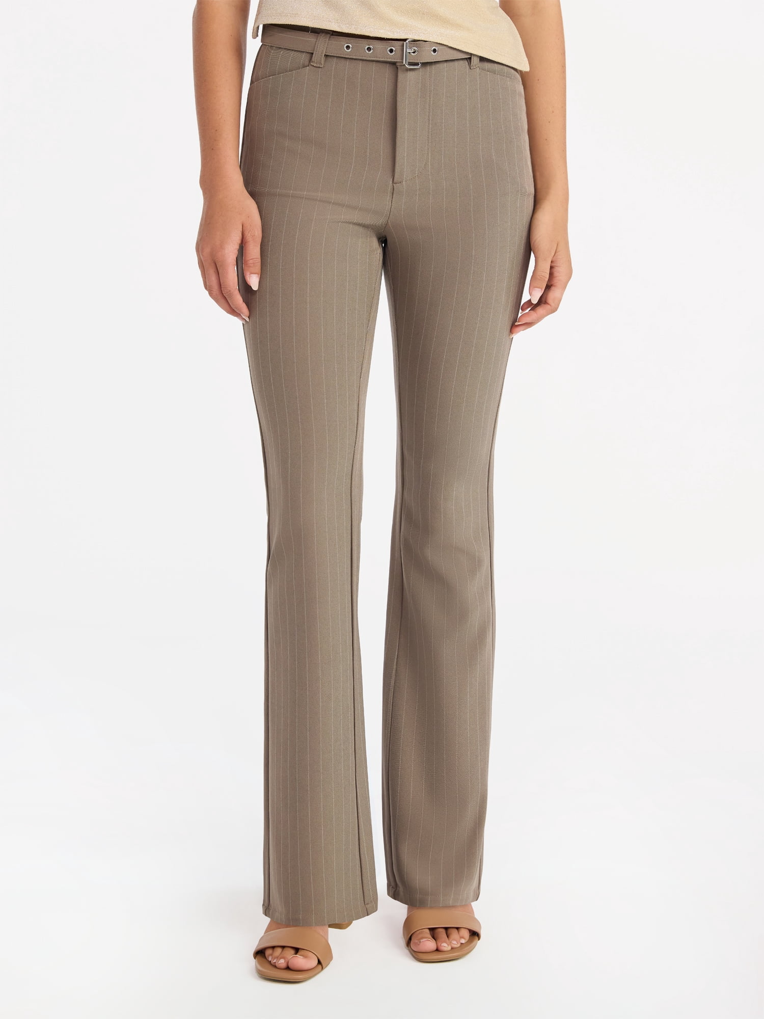 No Boundaries Bootcut Belted Trousers, 31" Inseam, Women's
