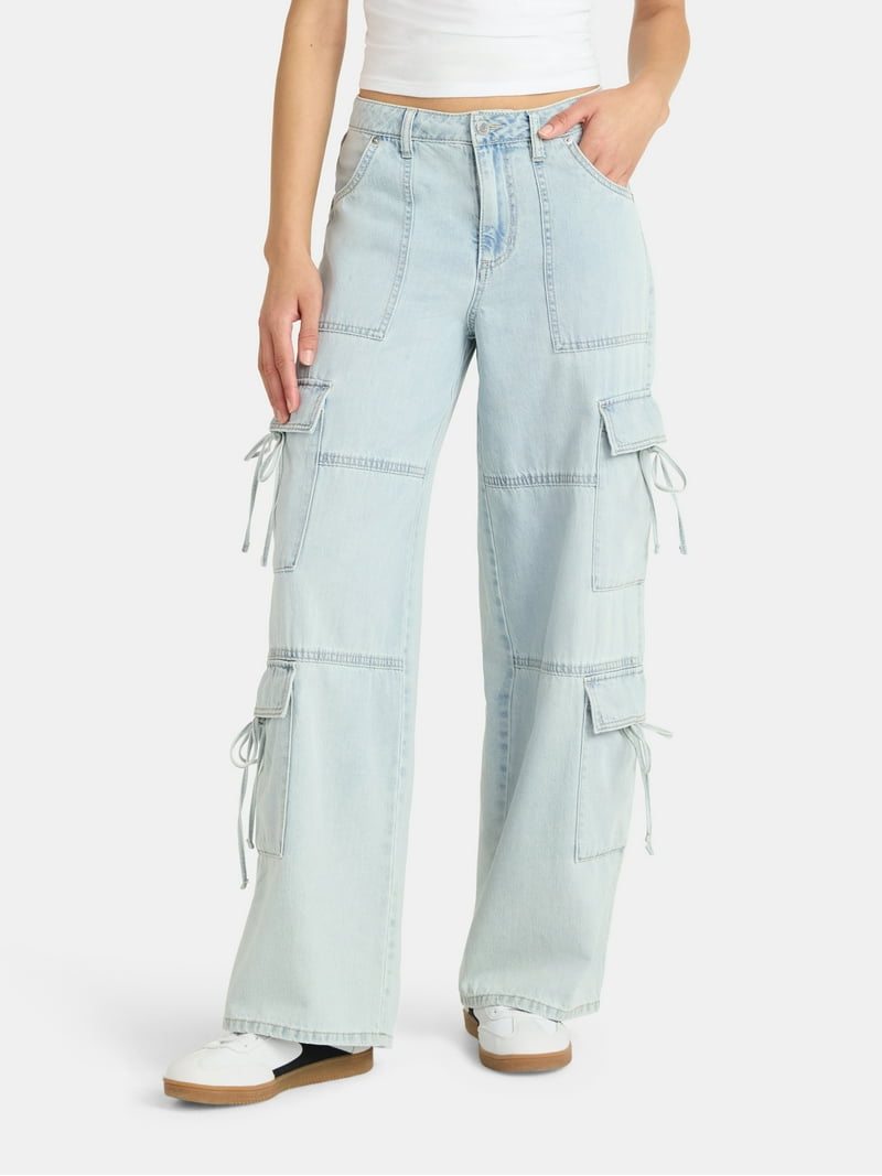 No Boundaries Bow Cargo Jeans, 30.5'' Inseam, Women's