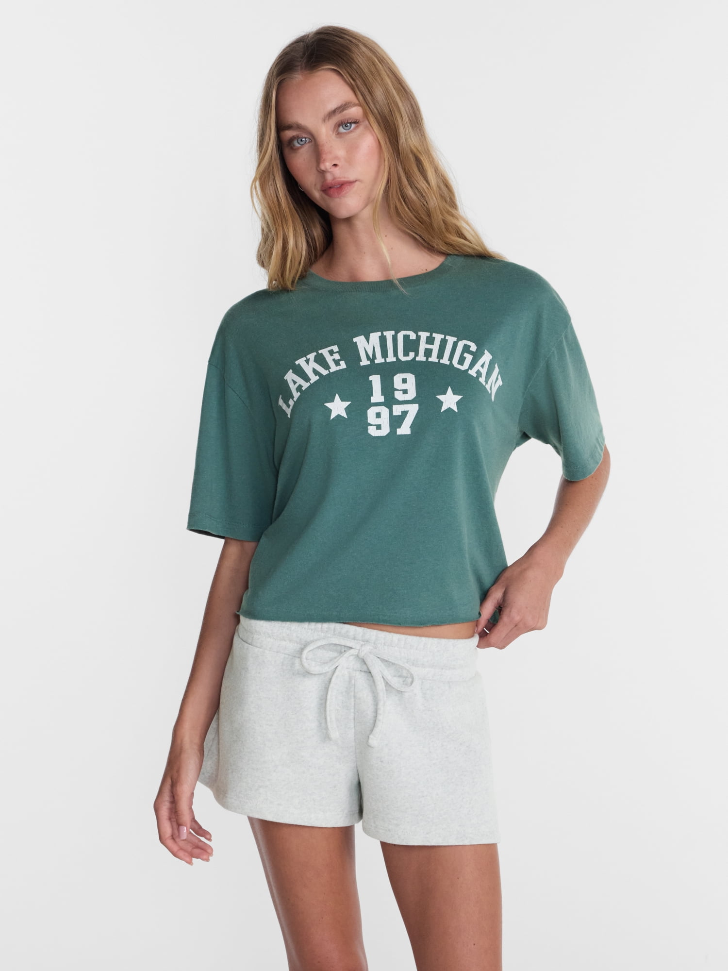 No Boundaries Boxy Cropped Graphic Tee, Women's XXS-XXL