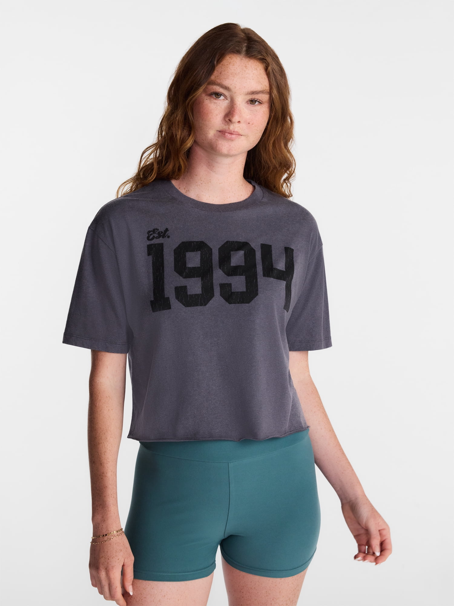 No Boundaries Boxy Cropped Graphic Tee, Women's and Women's Plus XXS-4X