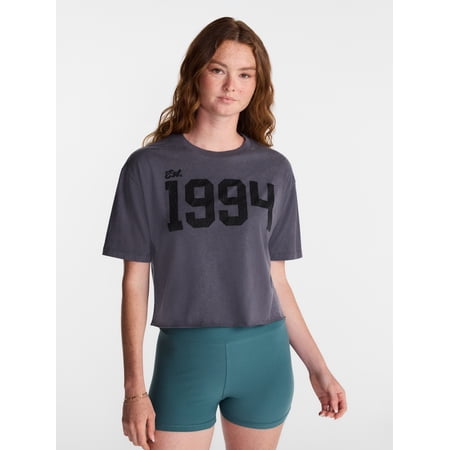 No Boundaries Boxy Cropped Graphic Tee, Women's XXS-4X