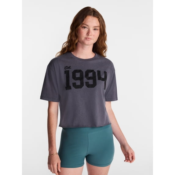 No Boundaries Boxy Cropped Graphic Tee, Women's and Women's Plus XXS-4X