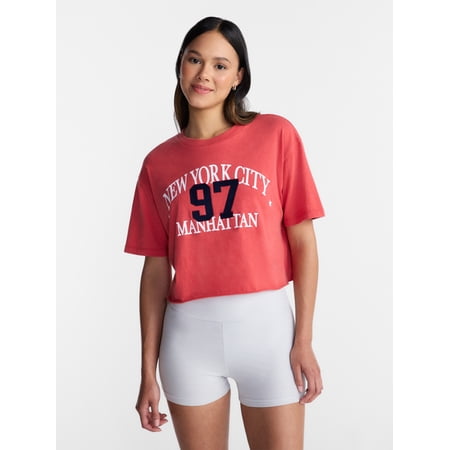 No Boundaries Boxy Cropped Graphic Tee, Women's XXS-4X