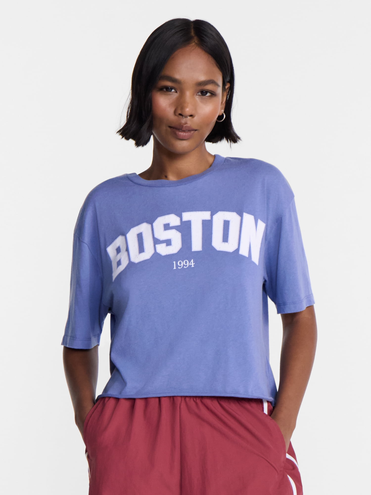 No Boundaries Boxy Cropped Graphic Tee, Women's XXS-XXL