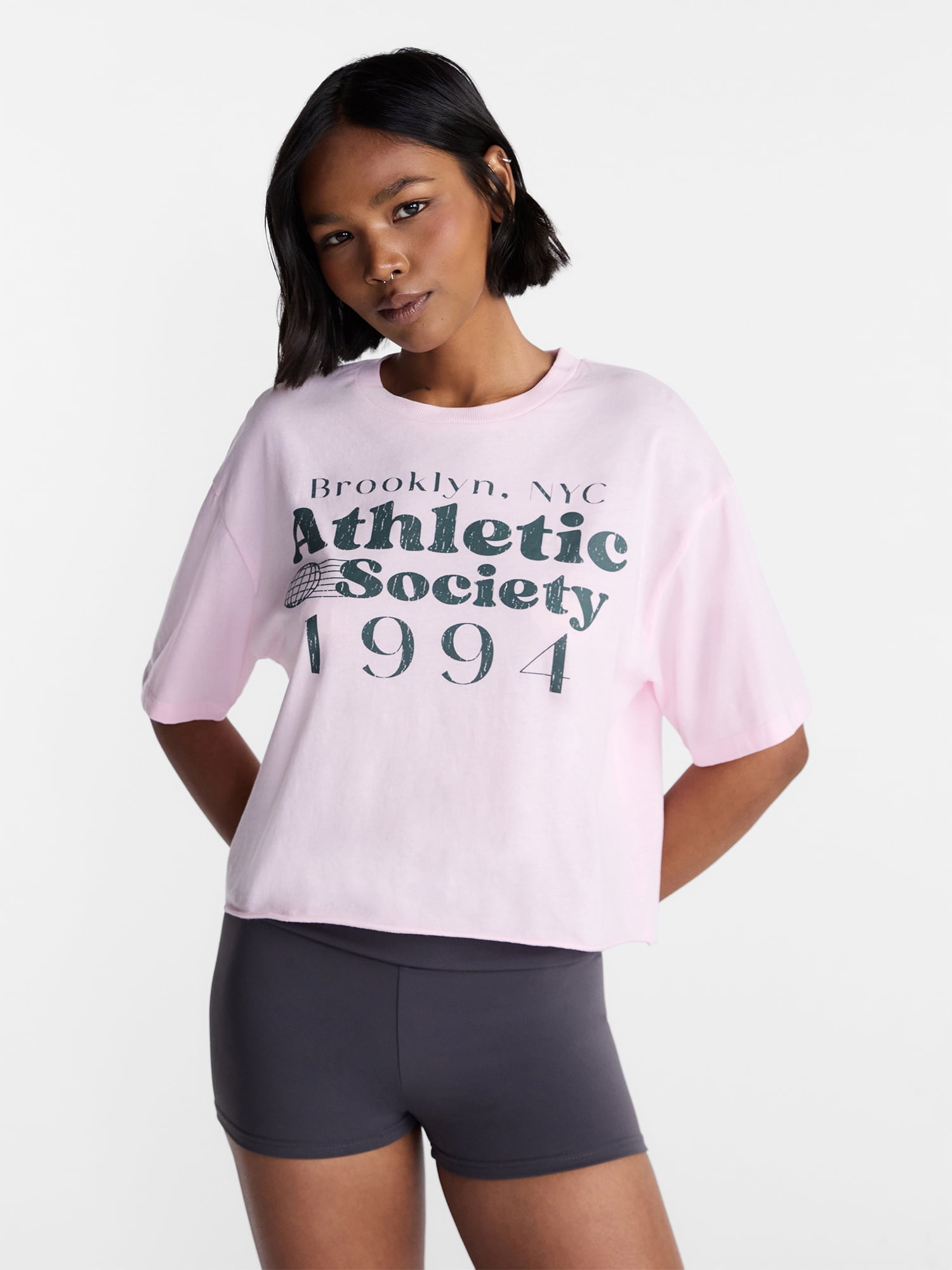 No Boundaries Boxy Cropped Graphic Tee, Women's and Women's Plus XXS-4X