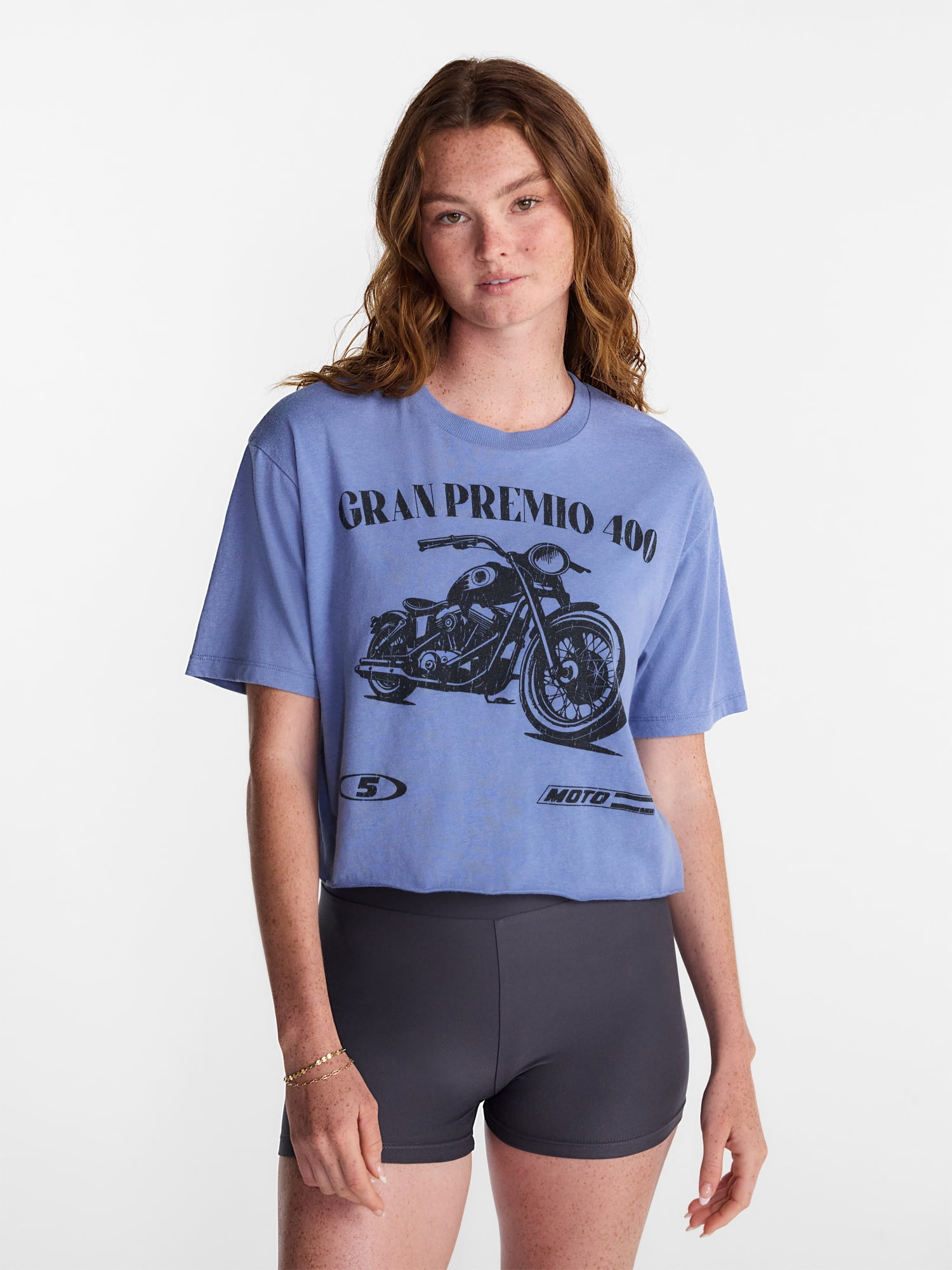 No Boundaries Boxy Cropped Graphic Tee, Women's XXS-4X