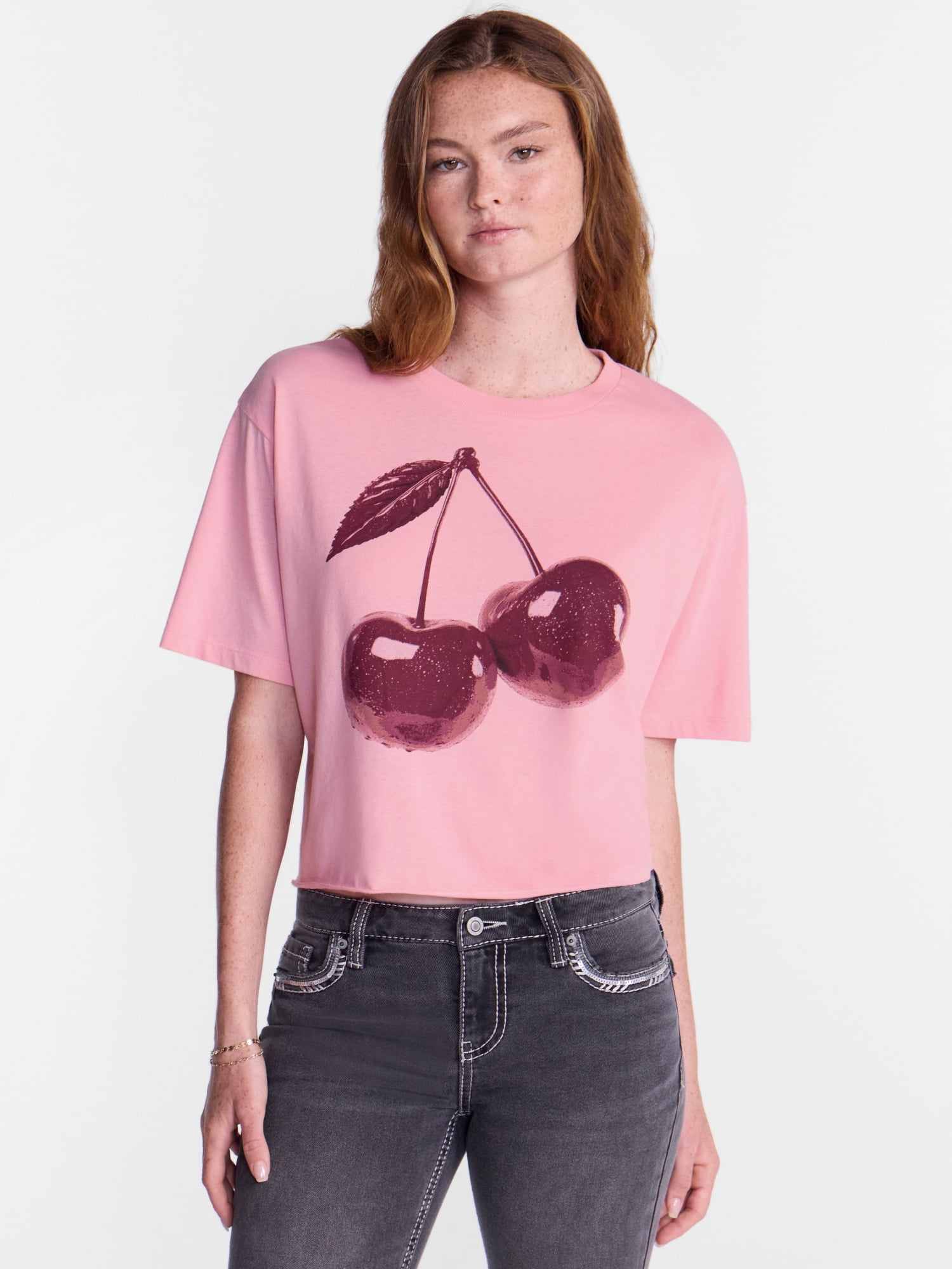 No Boundaries Boxy Cropped Graphic Tee, Women's XXS-XXL