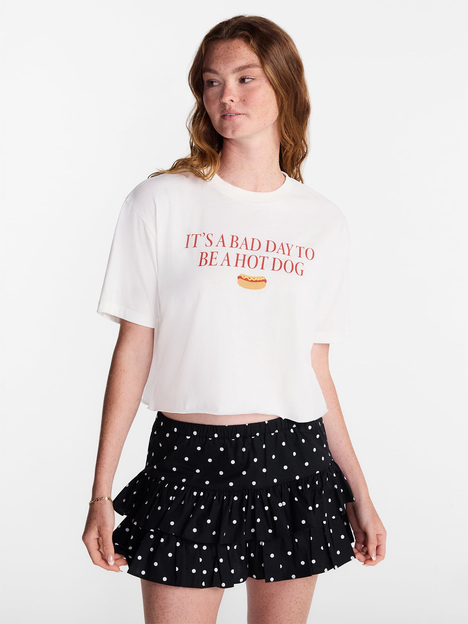 No Boundaries Boxy Cropped Graphic Tee, Women's and Women's Plus XXS-4X