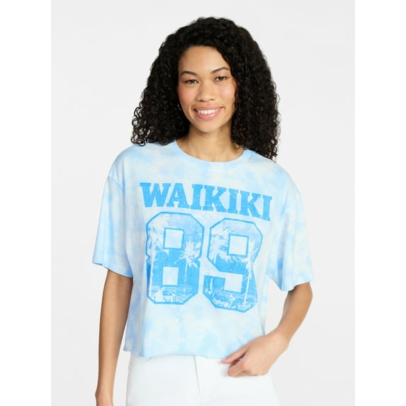 No Boundaries Boxy Cropped Graphic Tee, Women's XXS-XXL
