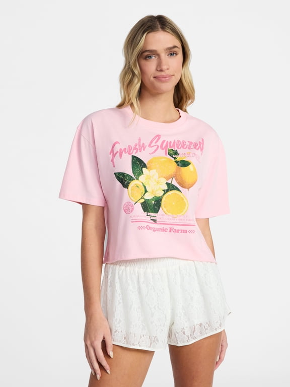 Women's Boxy Cropped Graphic Tee, XXS-XXL