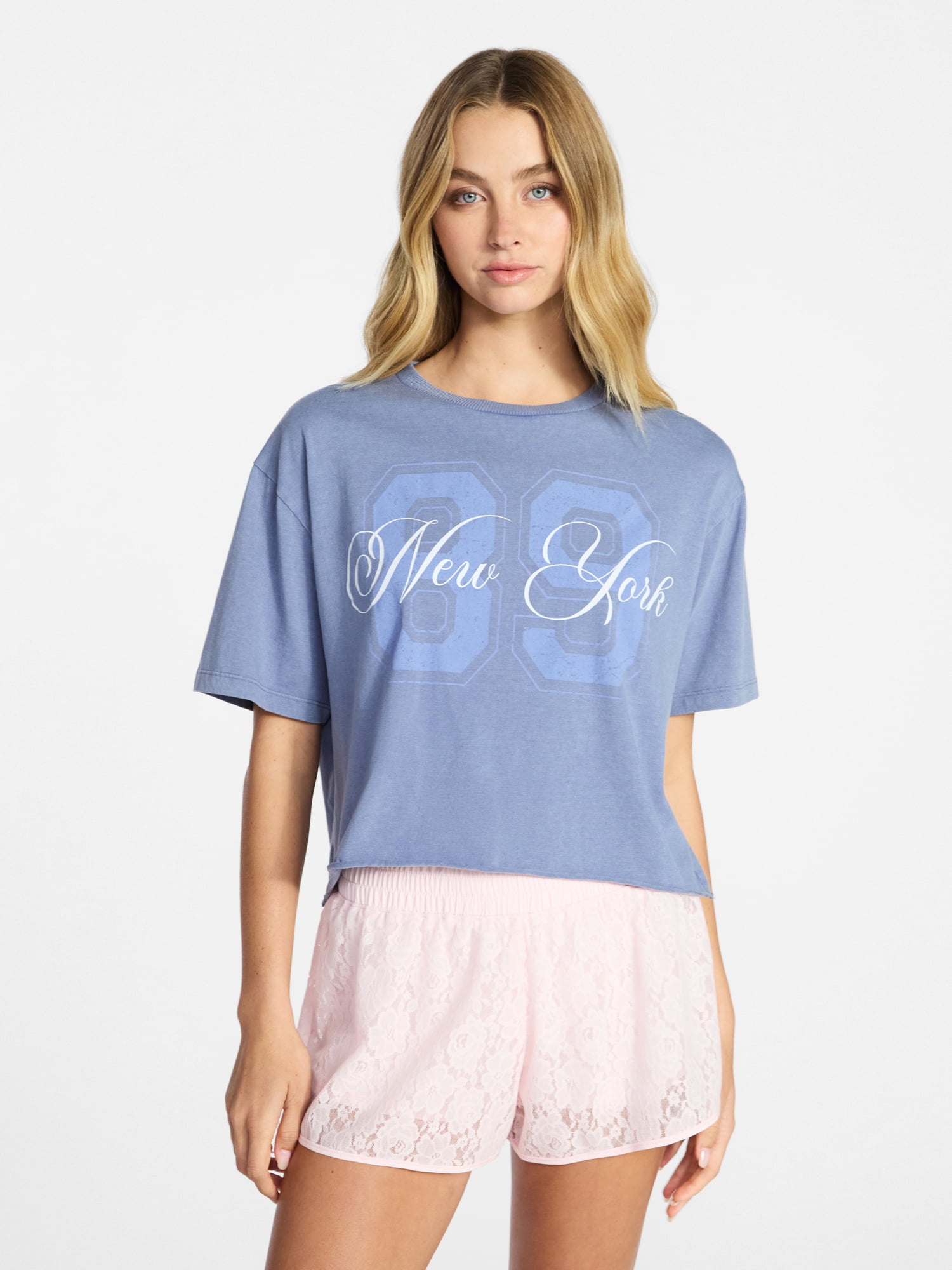 No Boundaries Boxy Cropped Graphic Tee, Women's XXS-XXL