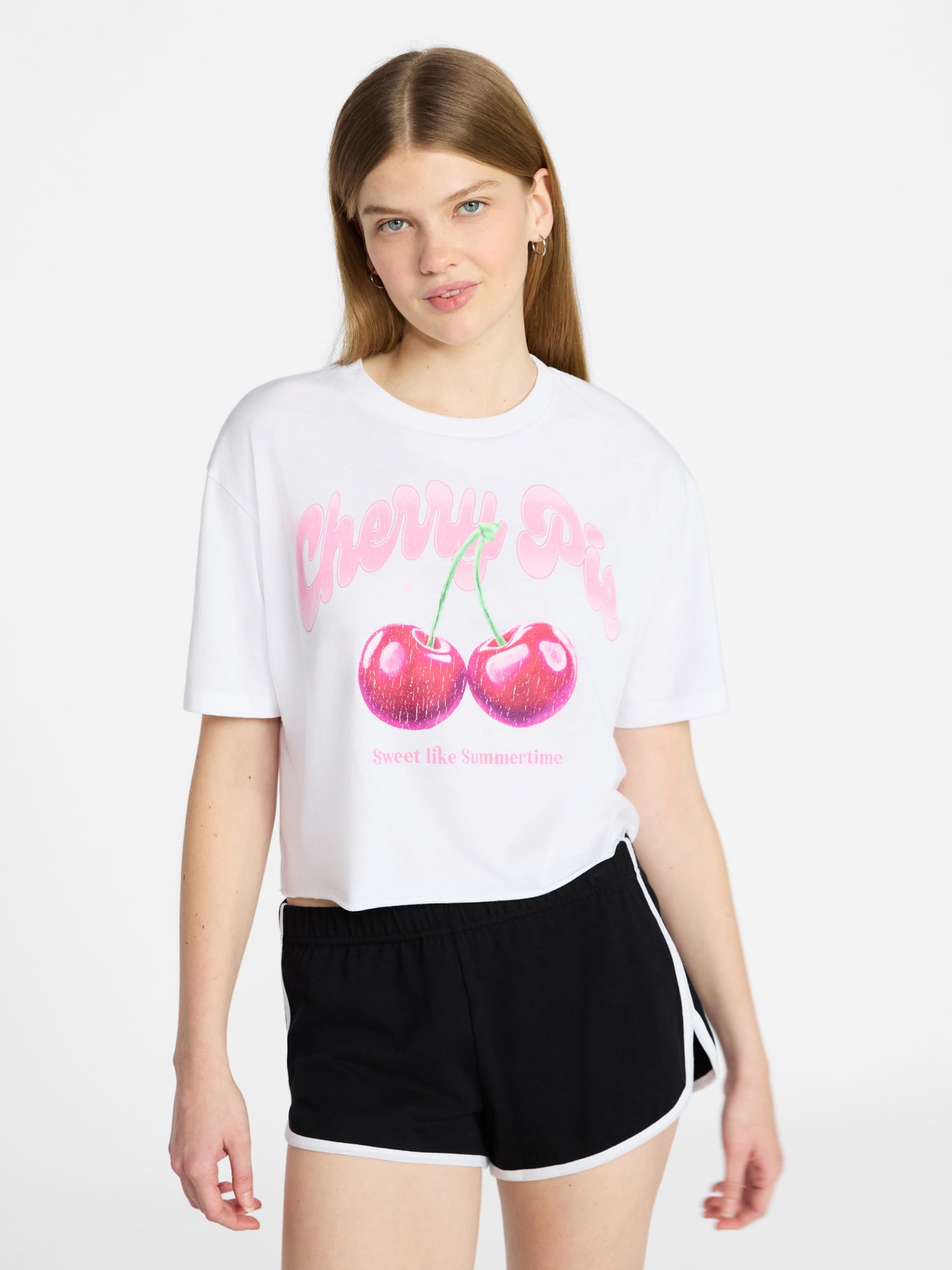 No Boundaries Boxy Cropped Graphic Tee, Women's XXS-XXL