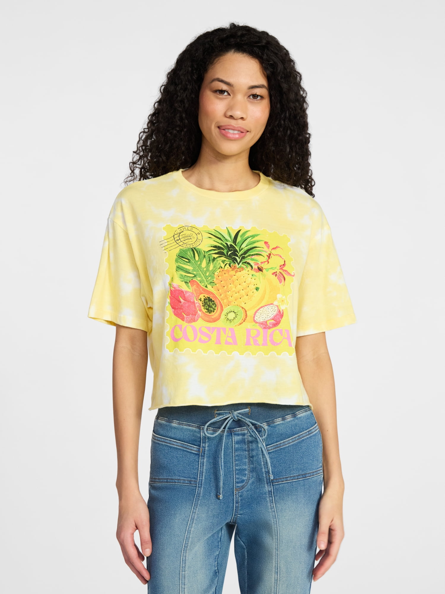 No Boundaries Boxy Cropped Graphic Tee, Women's XXS-XXL