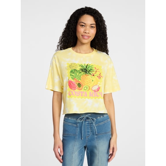 No Boundaries Boxy Cropped Graphic Tee, Women's XXS-XXL