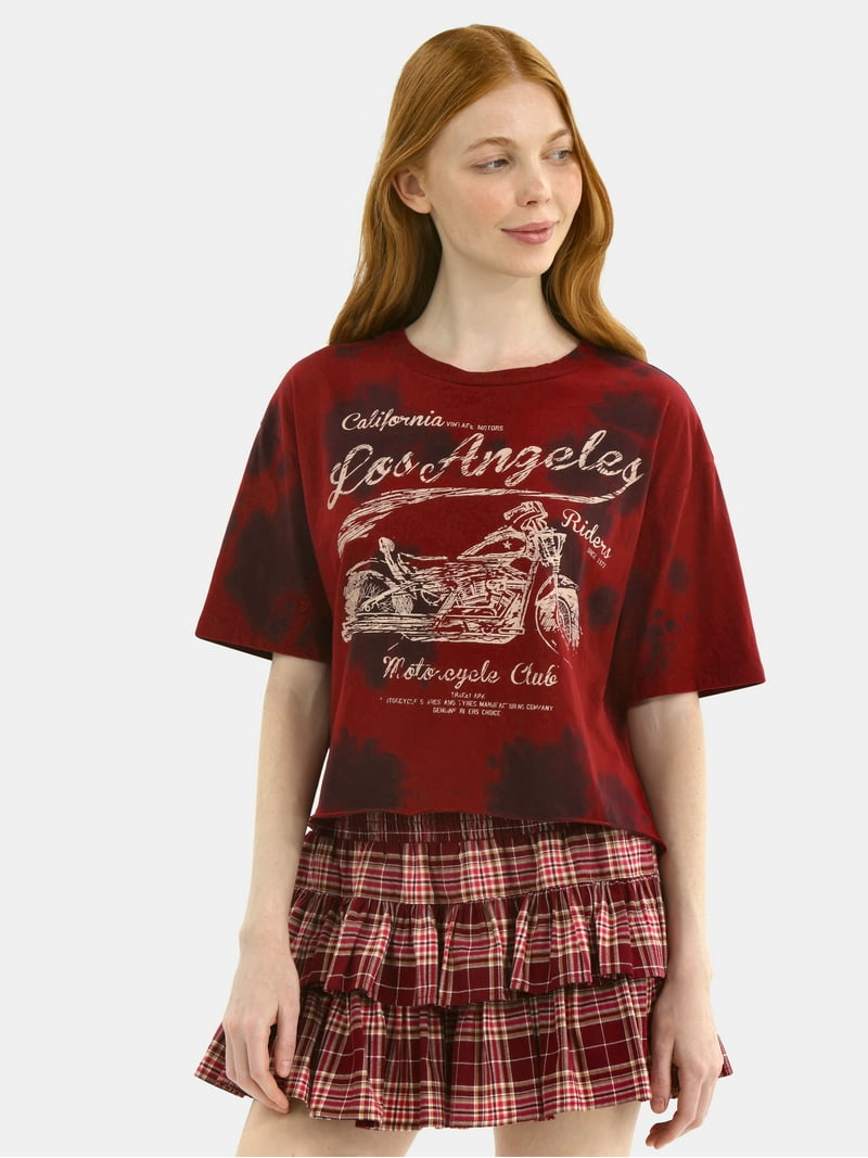 No Boundaries Boxy Cropped Graphic Tee with Short Sleeves