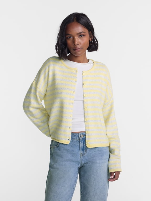 Boxy Fit Button Front Cardigan, Women's and Women's Plus XXS-4X
