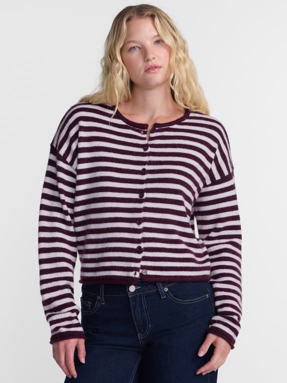 Boxy Fit Button Front Cardigan, Women's and Women's Plus XXS-4X