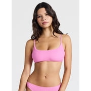No Boundaries Crinkle Bralette Bikini Top, Women’s