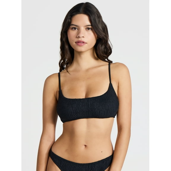 No Boundaries Crinkle Bralette Bikini Top, Women’s