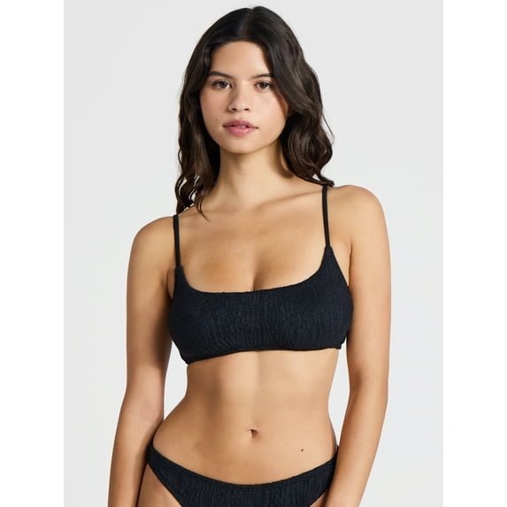 No Boundaries Crinkle Bralette Bikini Top, Women’s