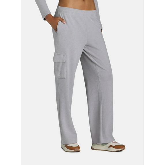 No Boundaries Brushed Knit Waffle Cargo Sleep Pants, 31” Inseam, Women’s and Women's Plus