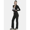 thumbnail image 1 of No Boundaries Brushed Rib Zip Front Hoodie and Flare Pants Set, 2-Piece, Women's XXS-XXL, 1 of 4