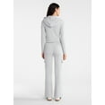 thumbnail image 1 of No Boundaries Brushed Ribbed Zip-Up Hoodie and Flare Pants Set, 2-Piece, Women's, 1 of 4