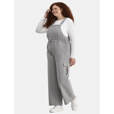 No Boundaries Bungee Overalls with Cargo Pocket, Women's Plus