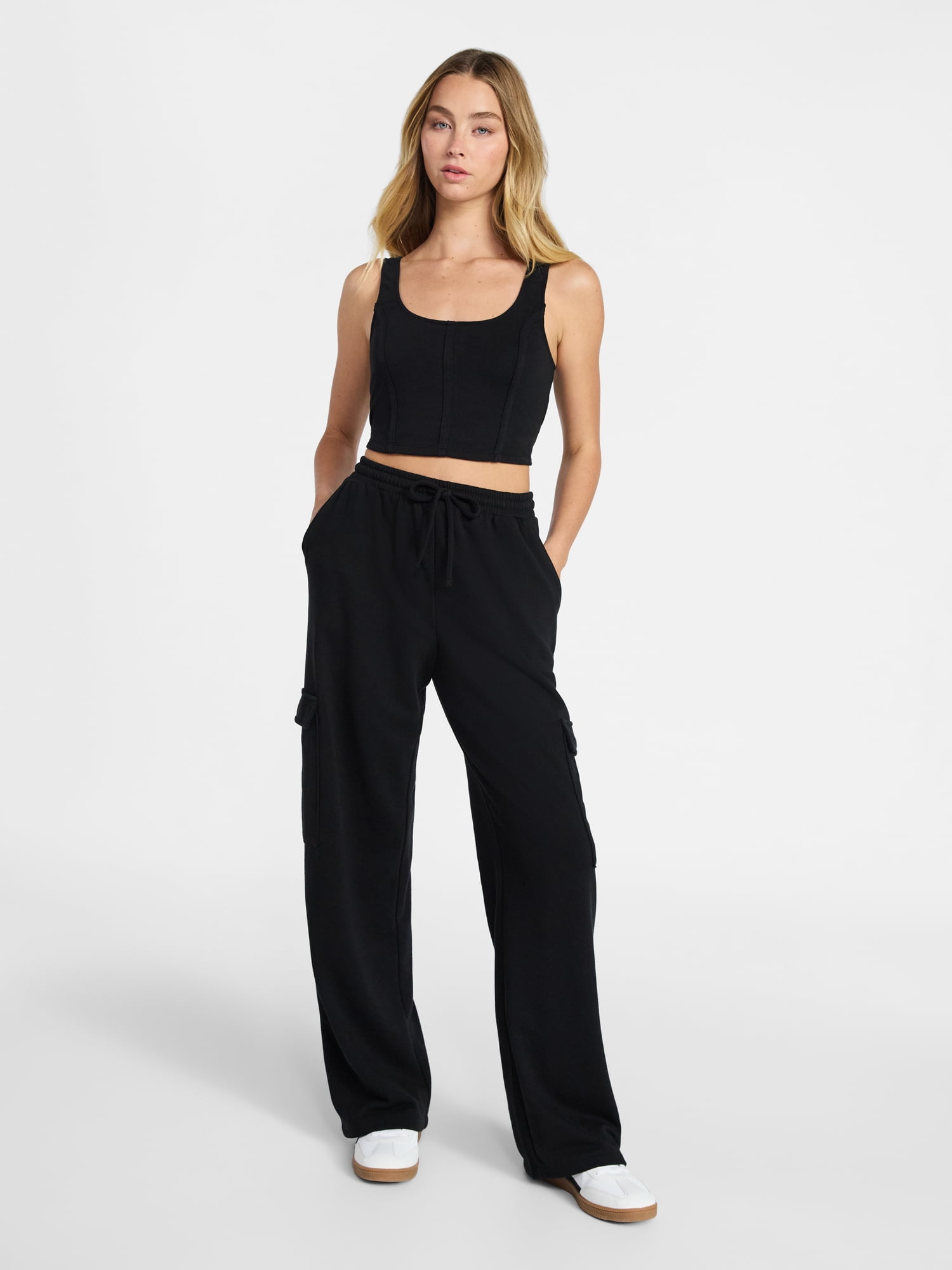 No Boundaries Bustier Tank and Cargo Pant Set, 2-Piece, Women's and Women's Plus Sizes XXS-4X
