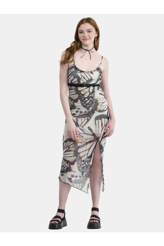 Butterfly Print Mesh Midi Dress, Women’s XXS-XXL