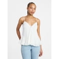 thumbnail image 1 of No Boundaries Button Front Ruffle Lace Trim Cami Top, Women's XXS-XXL, 1 of 5