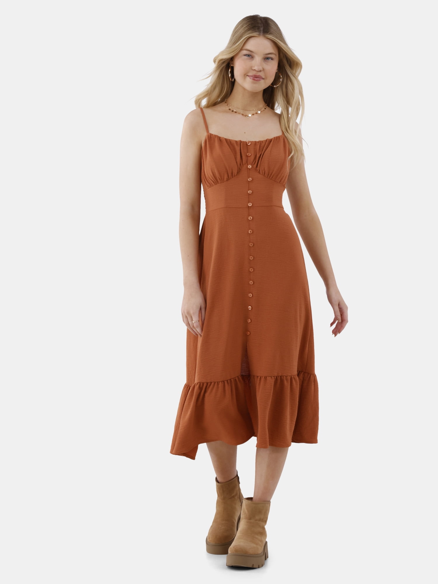 knee length dresses for ladies Same Halter Flounce Midi Dress | Cream Polka Dot main image 1