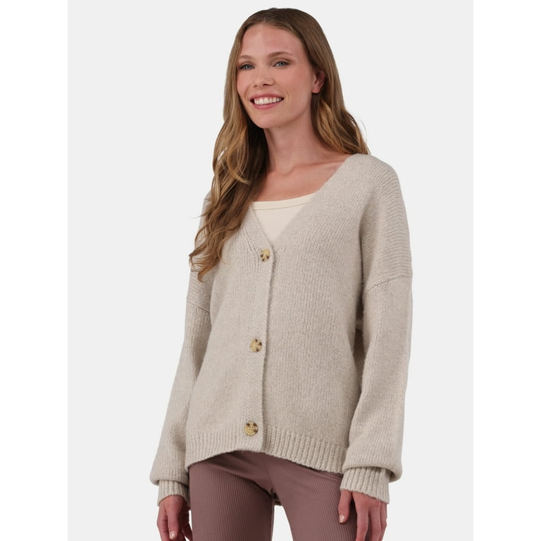 No Boundaries Women's Heart-Print Button-Front Cardigan, Midweight