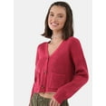 thumbnail image 1 of No Boundaries Button Front Ribbed Cardigan Sweater, Midweight, Women’s, 1 of 5