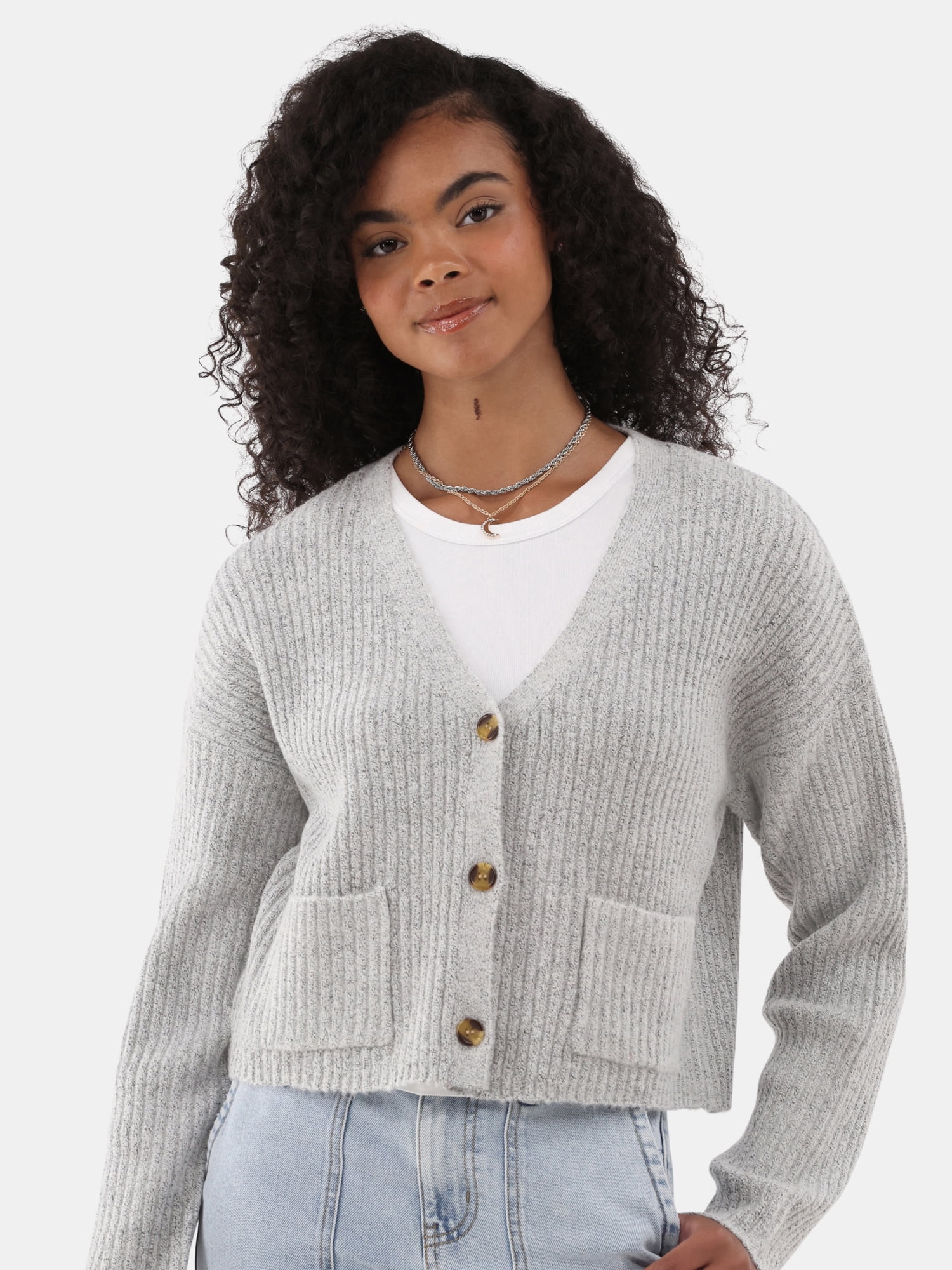 No Boundaries Tie Front Pointelle Cardigan Womens