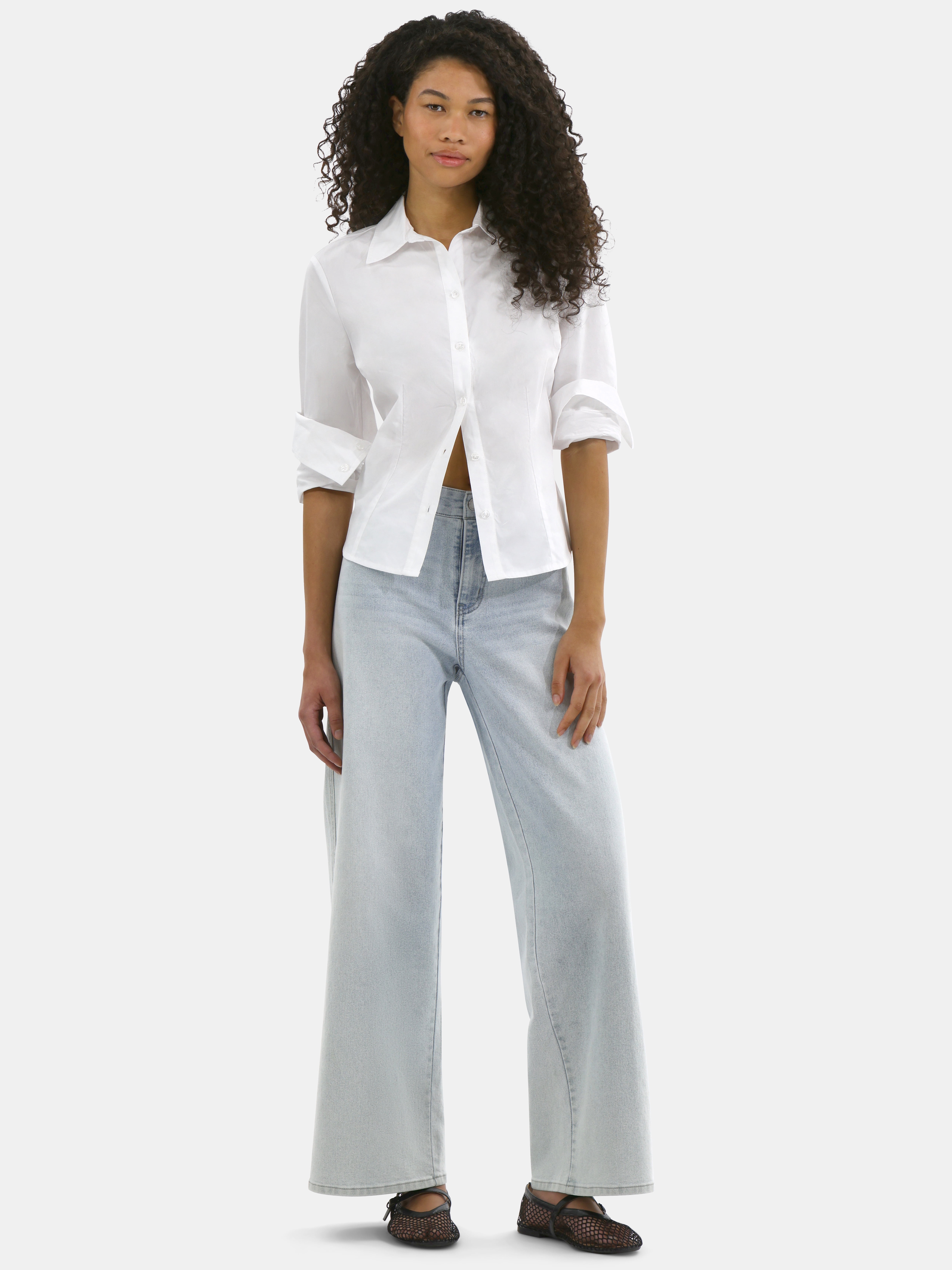 No Boundaries Button Front Woven Top, Women's