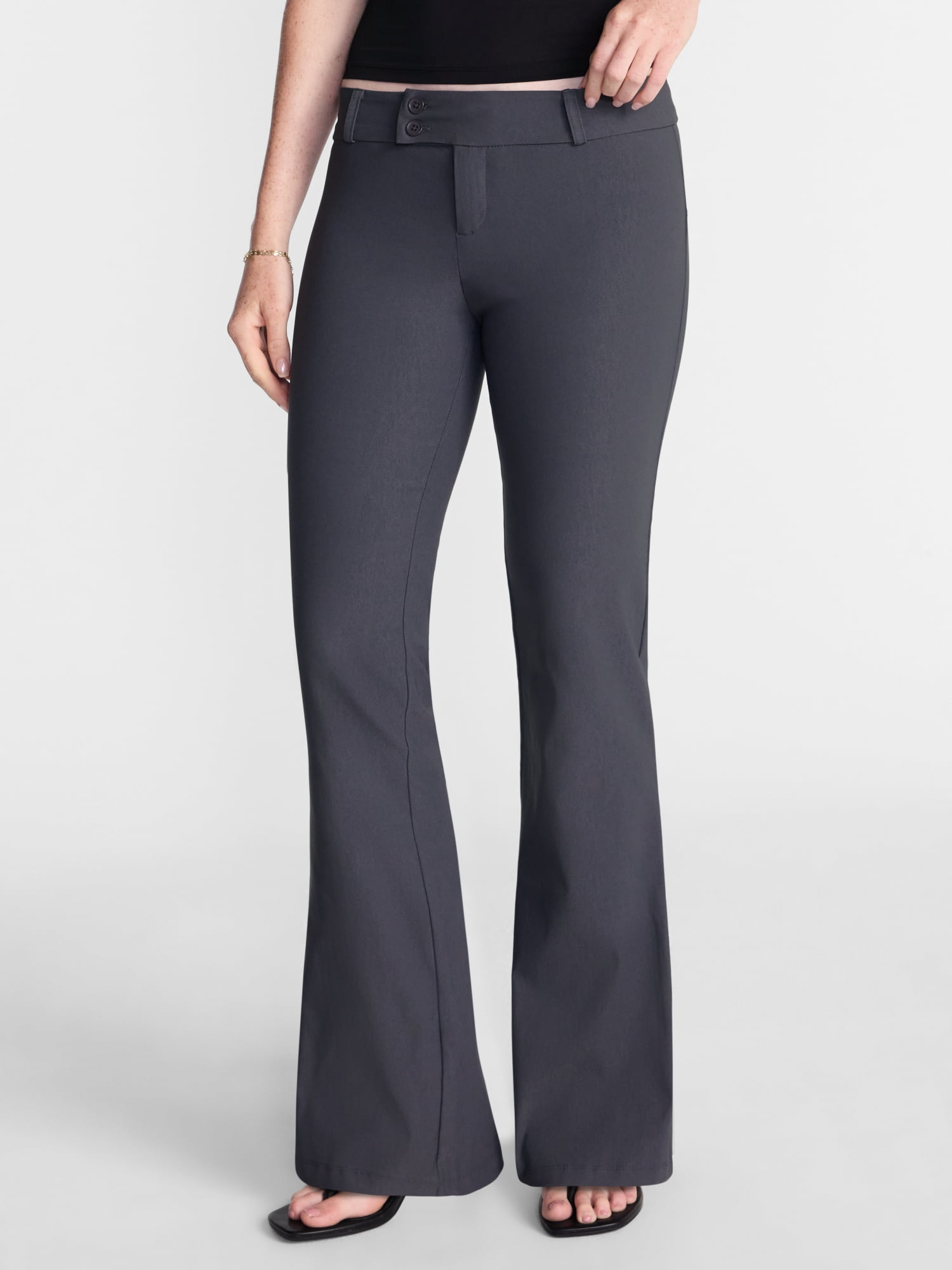 No Boundaries Button Front Trousers, 33'' Inseam, Women’s XXS-XXL